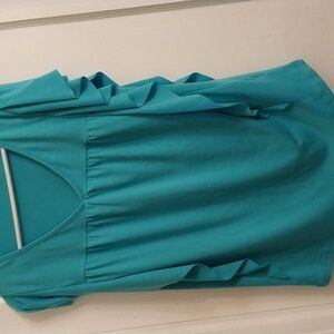 KOJOOIN Aqua  Flutter Sleeve Ruffle Summer Tops for Women    NWT Size L